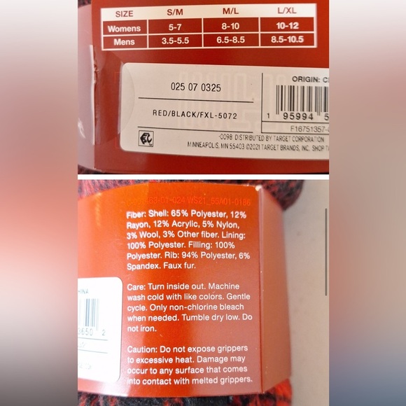 NWT Wondershop Adult Faux Shearling Slipper Socks Plaid Huggable Heel & Grip - Picture 5 of 5